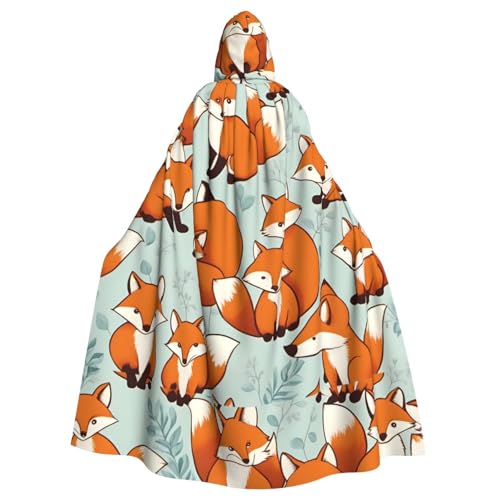 WHJSSF Cartoon-Umhang mit kleinen Füchsen, bedruckt, Halloween, Erwachsenen-Kapuzenumhang – super großer Kapuzenumhang ohne Reißverschluss WHJSSF Cartoon-Umhang mit kleinen Füchsen, bedruckt, Halloween, Erwachsenen-Kapuzenumhang – super großer Kapuzenumhang ohne Reißverschluss von WHJSSF