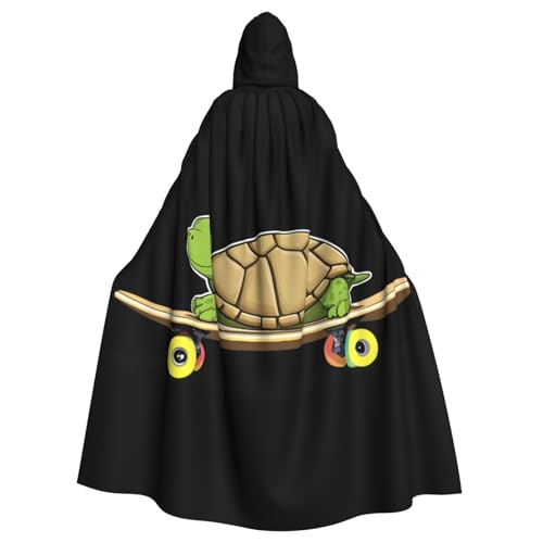 WHJSSF Coole Skateboard-Schildkröten-Druck, Halloween-Umhang für Erwachsene – super großer Kapuzenumhang ohne Reißverschluss von WHJSSF