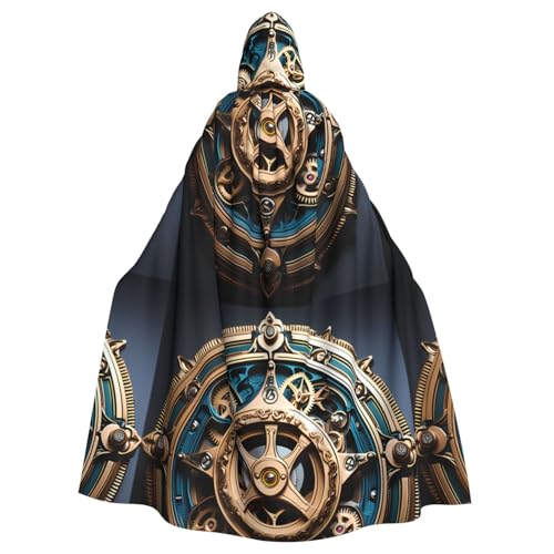 WHJSSF Coole Steampunk-Getriebe-Aufdrucke Halloween Erwachsene Kapuzenumhang – super großer Kapuzenumhang ohne Reißverschluss von WHJSSF