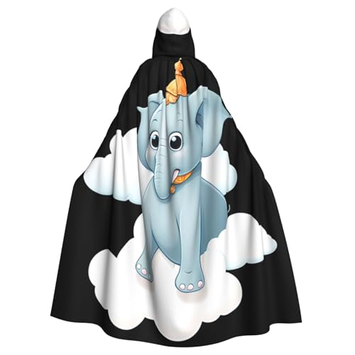 WHJSSF Der kleine Elefant auf den Wolken, Halloween-Umhang mit Kapuze für Erwachsene, super großer Kapuzenumhang ohne Reißverschluss WHJSSF Der kleine Elefant auf den Wolken, Halloween-Umhang mit Kapuze für Erwachsene, super großer Kapuzenumhang ohne Reißverschluss von WHJSSF