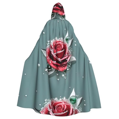WHJSSF Dew Rose Prints Halloween Kapuzenumhang für Erwachsene, super großer Kapuzenumhang ohne Reißverschluss WHJSSF Dew Rose Prints Halloween Kapuzenumhang für Erwachsene, super großer Kapuzenumhang ohne Reißverschluss von WHJSSF