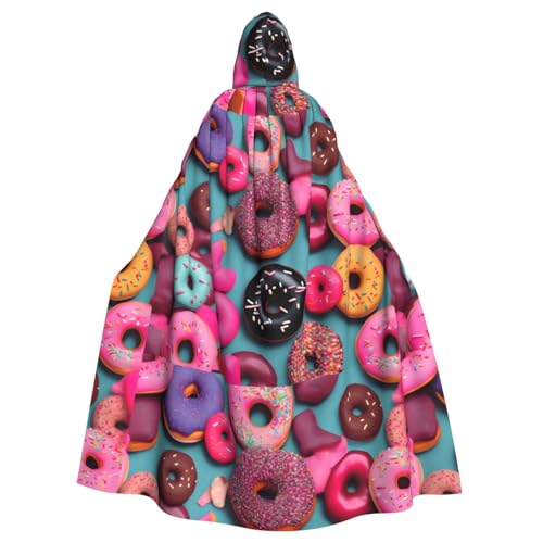 WHJSSF Donut-Prints, Halloween-Umhang mit Kapuze für Erwachsene, super großer Kapuzenumhang ohne Reißverschluss von WHJSSF