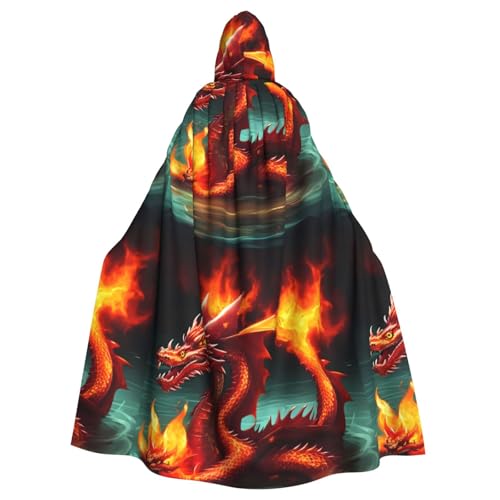 WHJSSF Drachenkönig im Feuer bedruckt, Halloween-Umhang mit Kapuze, für Erwachsene, super großer Kapuzenumhang ohne Reißverschluss WHJSSF Drachenkönig im Feuer bedruckt, Halloween-Umhang mit Kapuze, für Erwachsene, super großer Kapuzenumhang ohne Reißverschluss von WHJSSF