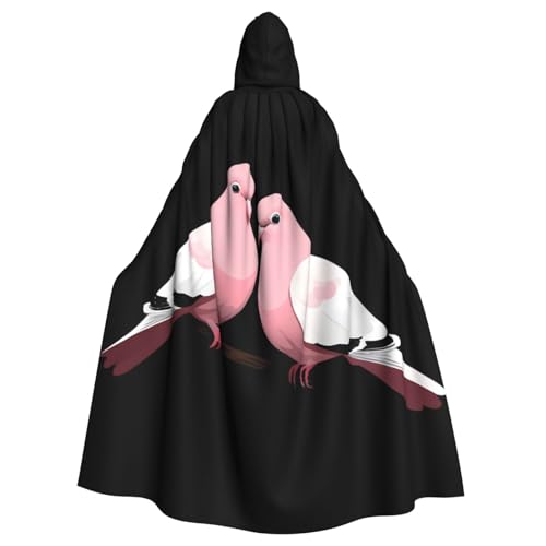 WHJSSF Ein Paar rosa Tauben-Aufdrucke, Halloween-Umhang mit Kapuze, für Rollenspiele, Bühnenkostüme, Partys, pflegeleicht von WHJSSF