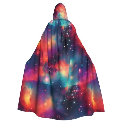 WHJSSF Farbenfroher Galaxie-Aufdruck, Halloween-Umhang mit Kapuze für Erwachsene, super großer Kapuzenumhang ohne Reißverschluss WHJSSF Farbenfroher Galaxie-Aufdruck, Halloween-Umhang mit Kapuze für Erwachsene, super großer Kapuzenumhang ohne Reißverschluss von WHJSSF