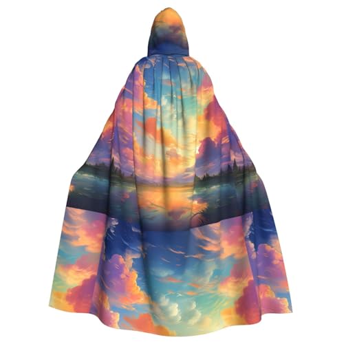 WHJSSF Farbenfroher Himmel-Aufdruck, Halloween-Umhang mit Kapuze für Erwachsene, für Rollenspiele, Bühnenkostüme, Partys, pflegeleicht WHJSSF Farbenfroher Himmel-Aufdruck, Halloween-Umhang mit Kapuze für Erwachsene, für Rollenspiele, Bühnenkostüme, Partys, pflegeleicht von WHJSSF