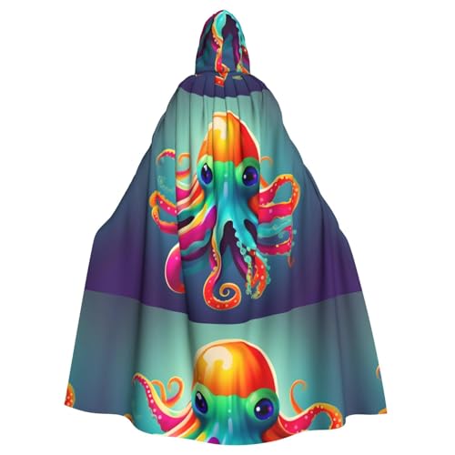 WHJSSF Farbenfroher Tintenfisch-Oktopus-Aufdruck, Halloween-Umhang für Erwachsene, mit Kapuze, super großer Kapuzenumhang ohne Reißverschluss WHJSSF Farbenfroher Tintenfisch-Oktopus-Aufdruck, Halloween-Umhang für Erwachsene, mit Kapuze, super großer Kapuzenumhang ohne Reißverschluss von WHJSSF