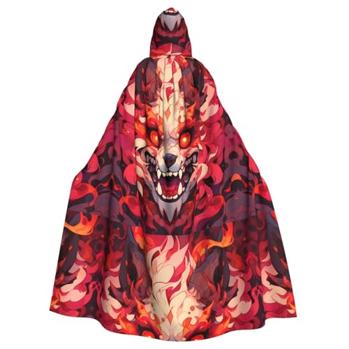 WHJSSF Fierce Puppy Prints Halloween Erwachsene Kapuzenumhang Umhang für Rollenspiele, Bühnenkostüme, Partys, pflegeleicht von WHJSSF