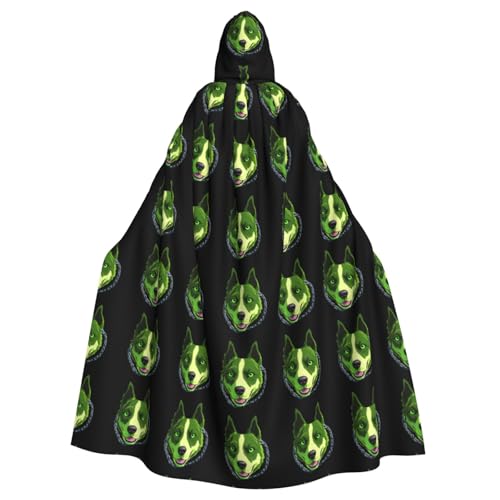 WHJSSF Fluoreszierende grüne Augen, Hundekopf-Druck, Halloween, Erwachsenen-Kapuzenumhang für Rollenspiele, Bühnenkostüme, Partys, pflegeleicht WHJSSF Fluoreszierende grüne Augen, Hundekopf-Druck, Halloween, Erwachsenen-Kapuzenumhang für Rollenspiele, Bühnenkostüme, Partys, pflegeleicht von WHJSSF