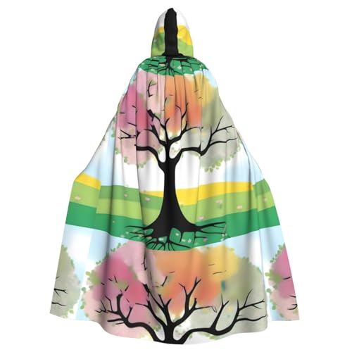 WHJSSF Four Seasons Spring Tree Prints Halloween Erwachsene Kapuzenumhang – Super großer Kapuzenumhang ohne Reißverschluss von WHJSSF