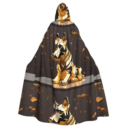 WHJSSF Goldener Hunde-Aufdruck, Halloween-Umhang mit Kapuze, für Rollenspiele, Bühnenkostüme, Partys, pflegeleicht WHJSSF Goldener Hunde-Aufdruck, Halloween-Umhang mit Kapuze, für Rollenspiele, Bühnenkostüme, Partys, pflegeleicht von WHJSSF