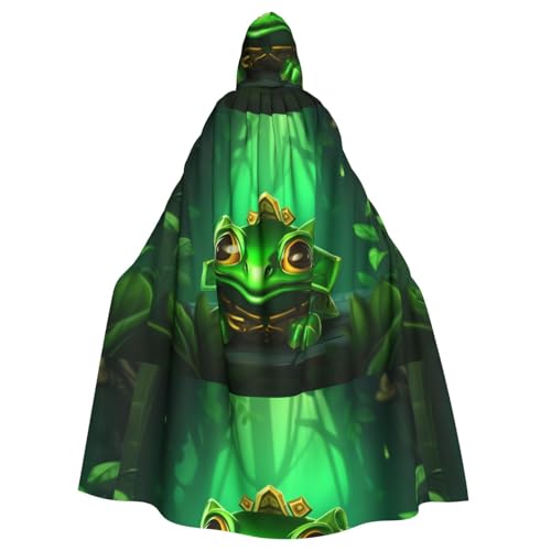 WHJSSF Grüner Kröten-Druck, Halloween-Umhang mit Kapuze, für Erwachsene, für Rollenspiele, Bühnenkostüme, Partys, pflegeleicht von WHJSSF