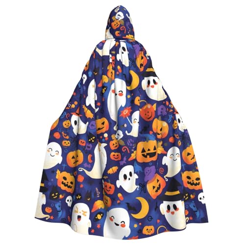 WHJSSF Happy Halloween Day Prints Halloween Erwachsene Kapuzenumhang Umhang für Rollenspiele, Bühnenkostüme, Partys, pflegeleicht von WHJSSF