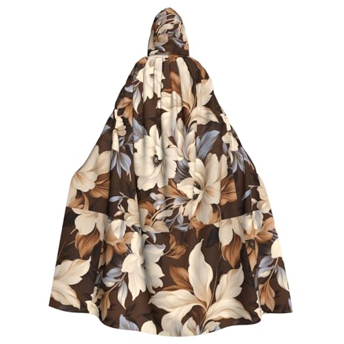 WHJSSF Hellbrauner Blumendruck, Halloween-Umhang mit Kapuze für Erwachsene, für Rollenspiele, Bühnenkostüme, Partys, pflegeleicht WHJSSF Hellbrauner Blumendruck, Halloween-Umhang mit Kapuze für Erwachsene, für Rollenspiele, Bühnenkostüme, Partys, pflegeleicht von WHJSSF