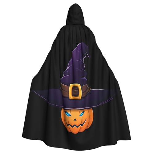 WHJSSF Hexenhut Kürbis Druck Halloween Erwachsene Kapuzenumhang Umhang – Super großer Kapuzenumhang ohne Reißverschluss von WHJSSF