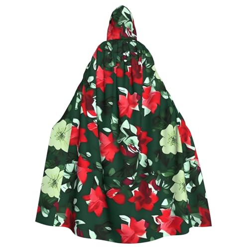 WHJSSF Hunter Green Floral Petals Pattern Prints Halloween Erwachsene Kapuzenumhang Umhang für Rollenspiele, Bühnenkostüme, Partys, pflegeleicht WHJSSF Hunter Green Floral Petals Pattern Prints Halloween Erwachsene Kapuzenumhang Umhang für Rollenspiele, Bühnenkostüme, Partys, pflegeleicht von WHJSSF