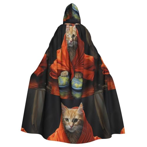 WHJSSF Kätzchen mit Hausschuhen, bedruckt, Halloween, Erwachsene, Kapuzenumhang für Rollenspiele, Bühnenkostüme, Partys, pflegeleicht von WHJSSF