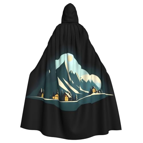 WHJSSF Kapuzenumhang für Erwachsene, Motiv: Lichter in den Bergen, bedruckt mit Halloween – super großer Kapuzenumhang ohne Reißverschluss von WHJSSF