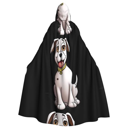 WHJSSF Kapuzenumhang mit Cartoon-Motiv, kleiner weißer Hund, Halloween, Erwachsenen-Kapuzenumhang – super großer Kapuzenumhang ohne Reißverschluss von WHJSSF