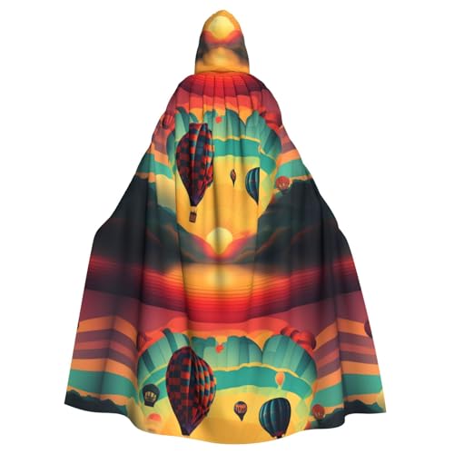 WHJSSF Kapuzenumhang mit Heißluftballon, Sonnenuntergang, für Halloween, Erwachsene, für Rollenspiele, Bühnenkostüme, Partys, pflegeleicht von WHJSSF