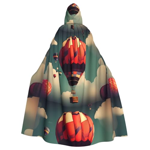 WHJSSF Kapuzenumhang mit Heißluftballon-Aufdruck, Halloween, Erwachsene, für Rollenspiele, Bühnenkostüme, Partys, pflegeleicht von WHJSSF
