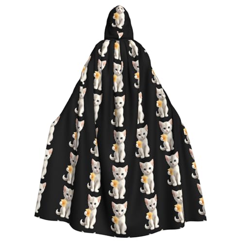 WHJSSF Kapuzenumhang mit Kätzchen-Motiv, für Halloween, Erwachsene, mit Kapuze, ohne Reißverschluss von WHJSSF
