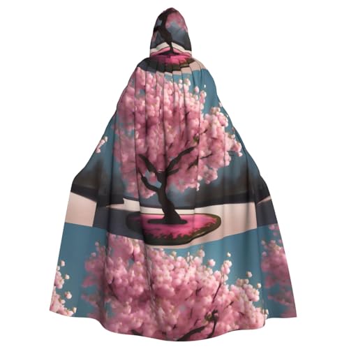 WHJSSF Kapuzenumhang mit Kirschblüten und Baumaufdruck, für Erwachsene, super groß, ohne Reißverschluss von WHJSSF