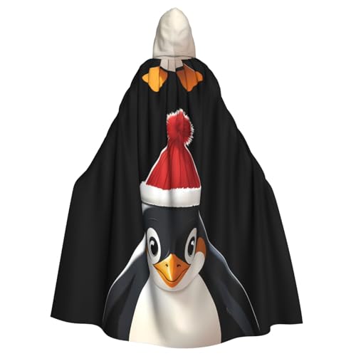 WHJSSF Kapuzenumhang mit Pinguin mit Hut, bedruckt für Halloween, Erwachsene, super großer Kapuzenumhang ohne Reißverschluss von WHJSSF