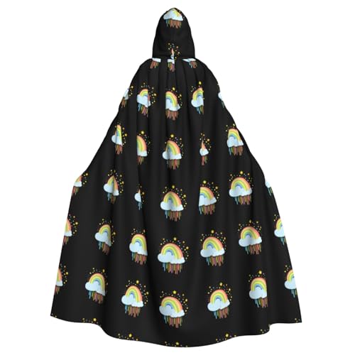 WHJSSF Kapuzenumhang mit Regenbogenwolke mit fallenden kleinen Sternen, Halloween-Umhang für Erwachsene, super großer Kapuzenumhang ohne Reißverschluss WHJSSF Kapuzenumhang mit Regenbogenwolke mit fallenden kleinen Sternen, Halloween-Umhang für Erwachsene, super großer Kapuzenumhang ohne Reißverschluss von WHJSSF