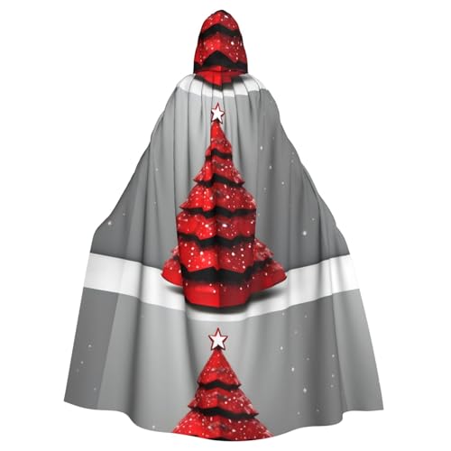 WHJSSF Kapuzenumhang mit Weihnachtsbaum, roter Aufdruck, Halloween, Erwachsenen-Kapuzenumhang – super großer Kapuzenumhang ohne Reißverschluss von WHJSSF