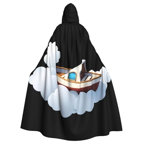 WHJSSF Kapuzenumhang mit kleinem Boot auf weißen Wolken, Halloween-Umhang für Erwachsene, super großer Kapuzenumhang ohne Reißverschluss WHJSSF Kapuzenumhang mit kleinem Boot auf weißen Wolken, Halloween-Umhang für Erwachsene, super großer Kapuzenumhang ohne Reißverschluss von WHJSSF