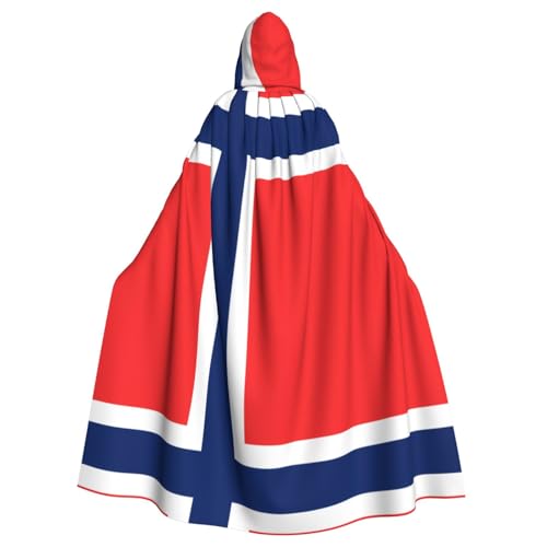 WHJSSF Kapuzenumhang mit norwegischer Flagge, Halloween, Erwachsenen-Kapuzenumhang – super großer Kapuzenumhang ohne Reißverschluss von WHJSSF