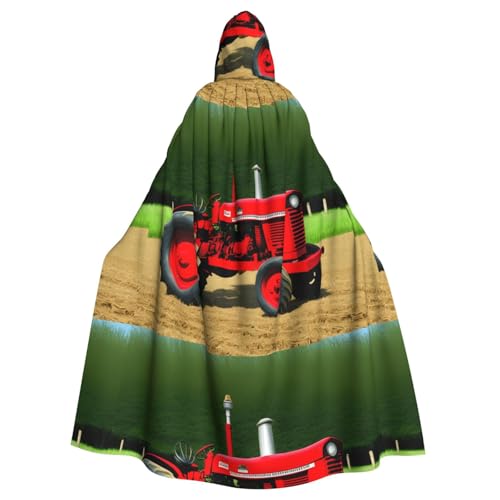 WHJSSF Kapuzenumhang mit rotem Traktoraufdruck, für Erwachsene, mit Kapuze, ohne Reißverschluss von WHJSSF