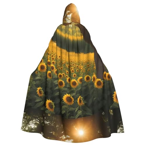 WHJSSF Kapuzenumhang mit vielen Sonnenblumen-Aufdruck, Halloween, Erwachsenen-Kapuzenumhang – super großer Kapuzenumhang ohne Reißverschluss von WHJSSF