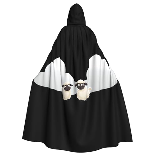 WHJSSF Kapuzenumhang mit weißen Wolken und kleinen Schafen, bedruckt für Halloween, Erwachsene, super großer Kapuzenumhang ohne Reißverschluss WHJSSF Kapuzenumhang mit weißen Wolken und kleinen Schafen, bedruckt für Halloween, Erwachsene, super großer Kapuzenumhang ohne Reißverschluss von WHJSSF