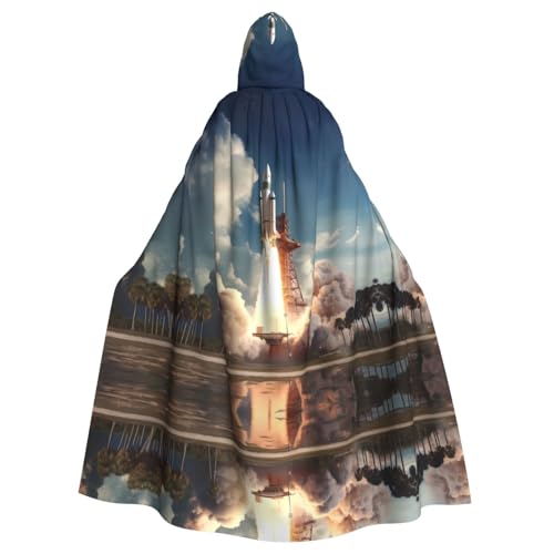 WHJSSF Kennedy Weltraumzentrum Raketenstart Prints Halloween Erwachsene Kapuzenumhang – super großer Kapuzenumhang ohne Reißverschluss von WHJSSF