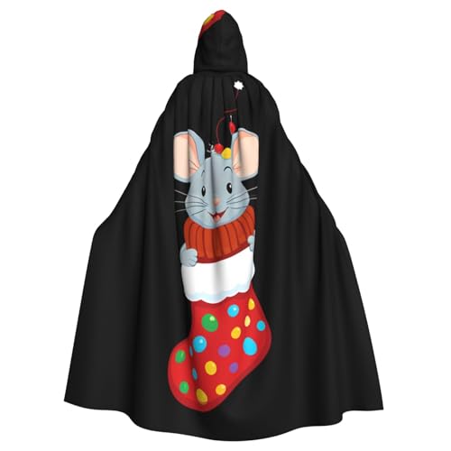 WHJSSF Kleine Maus im Weihnachtsstrumpf, bedruckt, Halloween, Erwachsenen-Kapuzenumhang für Rollenspiele, Bühnenkostüme, Partys, pflegeleicht WHJSSF Kleine Maus im Weihnachtsstrumpf, bedruckt, Halloween, Erwachsenen-Kapuzenumhang für Rollenspiele, Bühnenkostüme, Partys, pflegeleicht von WHJSSF