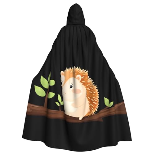 WHJSSF Kleiner Igel auf einem Ast, bedruckt, Halloween-Umhang mit Kapuze, für Erwachsene, super großer Kapuzenumhang, ohne Reißverschluss WHJSSF Kleiner Igel auf einem Ast, bedruckt, Halloween-Umhang mit Kapuze, für Erwachsene, super großer Kapuzenumhang, ohne Reißverschluss von WHJSSF