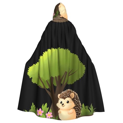 WHJSSF Kleiner Igel unter dem Blumenbaum-Aufdruck, Halloween-Umhang für Erwachsene, mit Kapuze, super großer Umhang mit Kapuze, ohne Reißverschluss WHJSSF Kleiner Igel unter dem Blumenbaum-Aufdruck, Halloween-Umhang für Erwachsene, mit Kapuze, super großer Umhang mit Kapuze, ohne Reißverschluss von WHJSSF