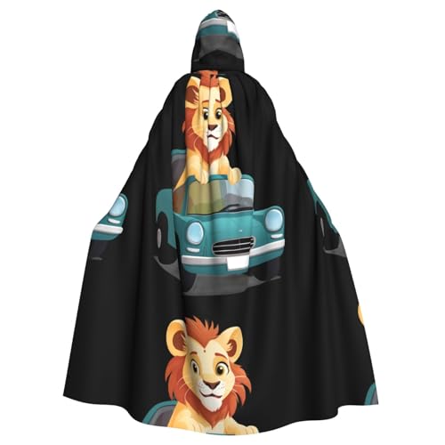 WHJSSF Kleiner Löwe im Auto, bedruckter Halloween-Umhang mit Kapuze für Erwachsene, super großer Kapuzenumhang ohne Reißverschluss WHJSSF Kleiner Löwe im Auto, bedruckter Halloween-Umhang mit Kapuze für Erwachsene, super großer Kapuzenumhang ohne Reißverschluss von WHJSSF