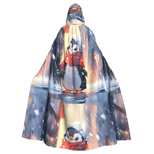 WHJSSF Kleiner Pinguin schaut auf den Schnee, Halloween-Umhang mit Kapuze für Erwachsene, für Rollenspiele, Bühnenkostüme, Partys, pflegeleicht WHJSSF Kleiner Pinguin schaut auf den Schnee, Halloween-Umhang mit Kapuze für Erwachsene, für Rollenspiele, Bühnenkostüme, Partys, pflegeleicht von WHJSSF