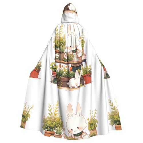 WHJSSF Kleines weißes Kaninchen mit Blumentopf, bedruckt für Halloween, Erwachsene, Kapuzenumhang für Rollenspiele, Bühnenkostüme, Partys, pflegeleicht WHJSSF Kleines weißes Kaninchen mit Blumentopf, bedruckt für Halloween, Erwachsene, Kapuzenumhang für Rollenspiele, Bühnenkostüme, Partys, pflegeleicht von WHJSSF