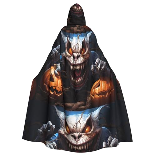 WHJSSF Kürbis Light Monster Prints Halloween Erwachsene Kapuzenumhang Umhang für Rollenspiele, Bühnenkostüme, Partys, pflegeleicht von WHJSSF