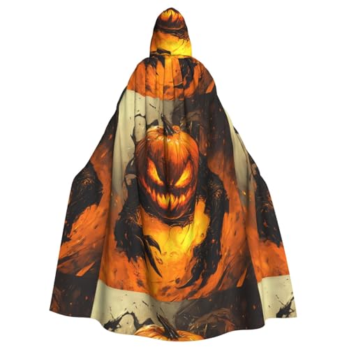 WHJSSF Kürbis-Monster im Feuer, Halloween-Umhang mit Kapuze für Erwachsene, super großer Kapuzenumhang ohne Reißverschluss von WHJSSF