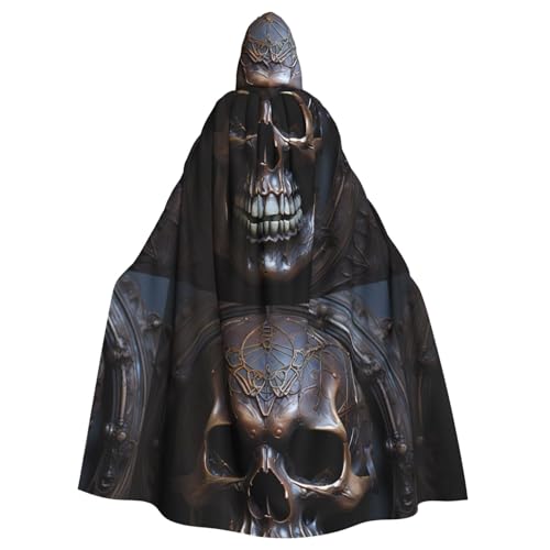 WHJSSF Kupferfarbener Totenkopf-Aufdruck, Halloween-Umhang für Erwachsene, Kapuzenumhang für Rollenspiele, Bühnenkostüme, Partys, pflegeleicht WHJSSF Kupferfarbener Totenkopf-Aufdruck, Halloween-Umhang für Erwachsene, Kapuzenumhang für Rollenspiele, Bühnenkostüme, Partys, pflegeleicht von WHJSSF