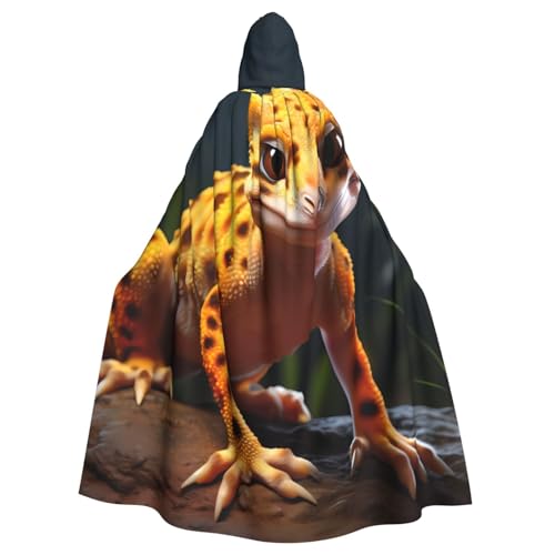 WHJSSF Leoparden-kleiner Gecko-Druck, Halloween-Umhang mit Kapuze, für Rollenspiele, Bühnenkostüme, Partys, pflegeleicht WHJSSF Leoparden-kleiner Gecko-Druck, Halloween-Umhang mit Kapuze, für Rollenspiele, Bühnenkostüme, Partys, pflegeleicht von WHJSSF