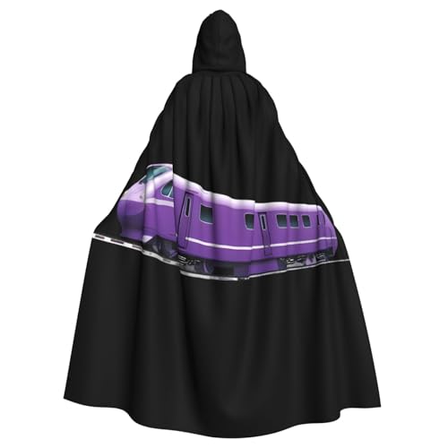 WHJSSF Lila Zug-Aufdruck, Halloween-Umhang mit Kapuze, für Rollenspiele, Bühnenkostüme, Partys, pflegeleicht von WHJSSF