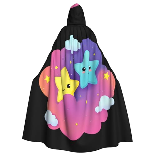 WHJSSF Little Star On The Colorful Cloud Prints Halloween-Umhang mit Kapuze für Erwachsene, für Rollenspiele, Bühnenkostüme, Partys, pflegeleicht WHJSSF Little Star On The Colorful Cloud Prints Halloween-Umhang mit Kapuze für Erwachsene, für Rollenspiele, Bühnenkostüme, Partys, pflegeleicht von WHJSSF