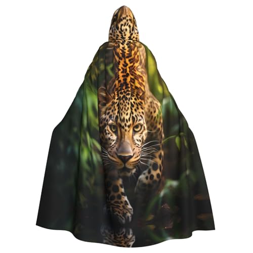 WHJSSF Lustiger Halloween-Umhang mit Kapuze für Erwachsene, Leopardenmuster, für Rollenspiele, Bühnenkostüme, Partys, pflegeleicht von WHJSSF