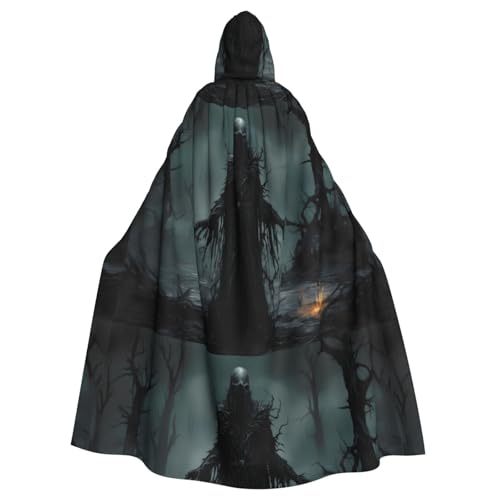 WHJSSF Monster In The Woods Prints Halloween Erwachsene Kapuzenumhang Umhang für Rollenspiele, Bühnenkostüme, Partys, pflegeleicht von WHJSSF